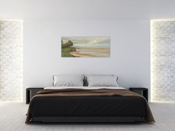 Slika - Jean-Baptiste-Camille Corot, Beach Near Etretat, reprodukcije (120x50 cm)