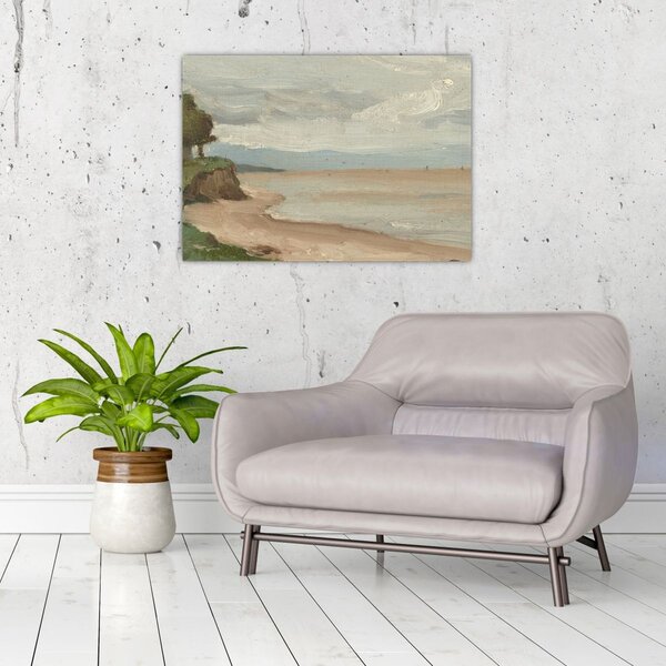 Slika - Jean-Baptiste-Camille Corot, Beach Near Etretat, reprodukcije (70x50 cm)