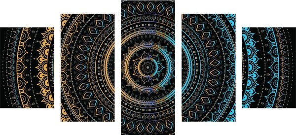 5-dijelna slika Mandala s uzorkom sunca