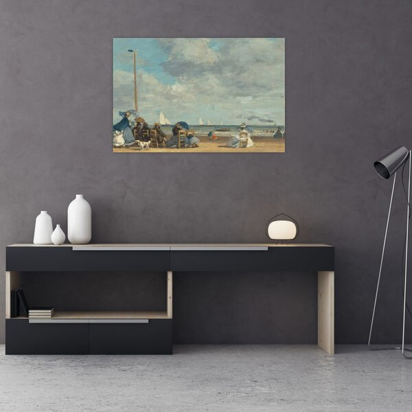 Slika - Eugène Boudin, Beach at Trouville, reprodukcije (90x60 cm)