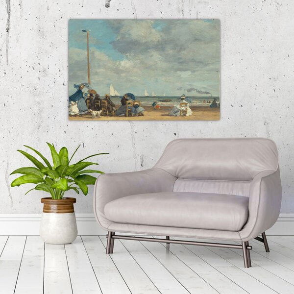 Slika - Eugène Boudin, Beach at Trouville, reprodukcije (90x60 cm)