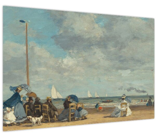 Slika - Eugène Boudin, Beach at Trouville, reprodukcije (90x60 cm)