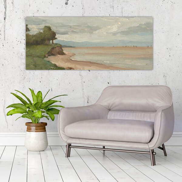 Slika - Jean-Baptiste-Camille Corot, Beach Near Etretat, reprodukcije (120x50 cm)