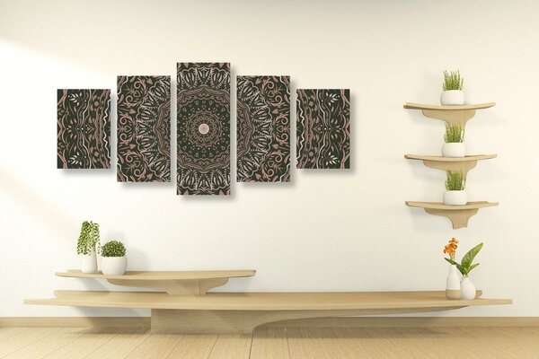 5-dijelna slika Mandala u vintage stilu