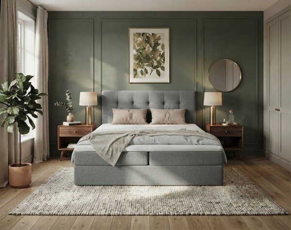 Tapecirani krevet boxspring DIRELIS TRINITY 140x200 cm siva Madrac: Bonell opružni madrac