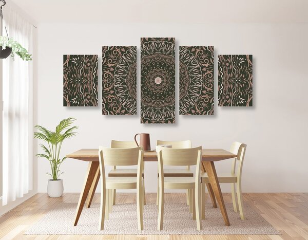 5-dijelna slika Mandala u vintage stilu