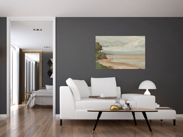 Slika - Jean-Baptiste-Camille Corot, Beach Near Etretat, reprodukcije (90x60 cm)