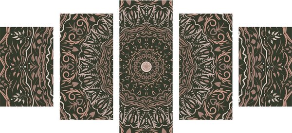 5-dijelna slika Mandala u vintage stilu