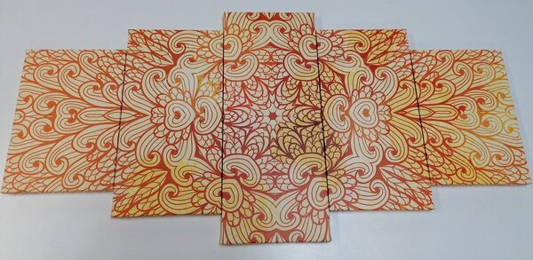 5-dijelna slika zlatna etnička Mandala
