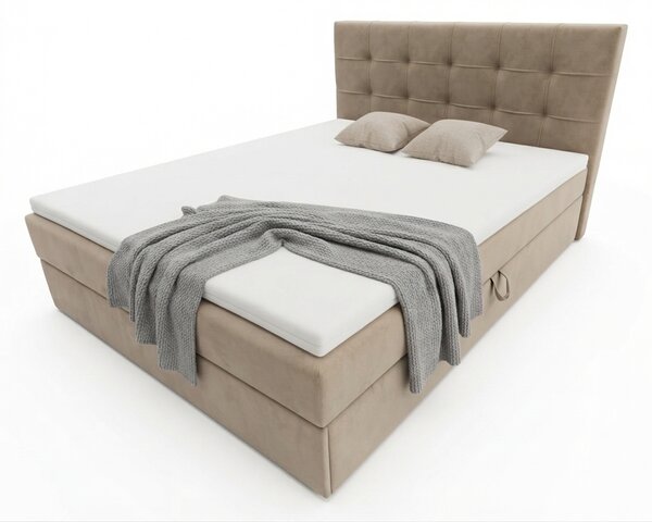 Tapecirani krevet boxspring DIRELIS TRINITY 140x200 cm bež. Madrac: Bonell opružni madrac