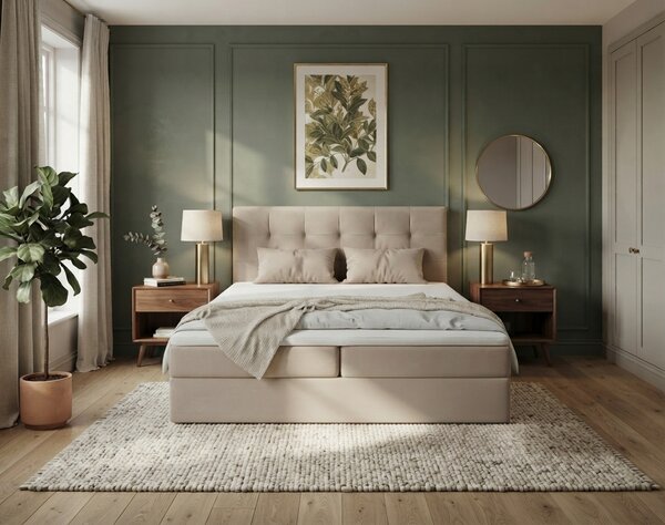 Tapecirani krevet boxspring DIRELIS TRINITY 140x200 cm bež. Madrac: Bonell opružni madrac