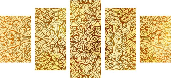 5-dijelna slika zlatna etnička Mandala