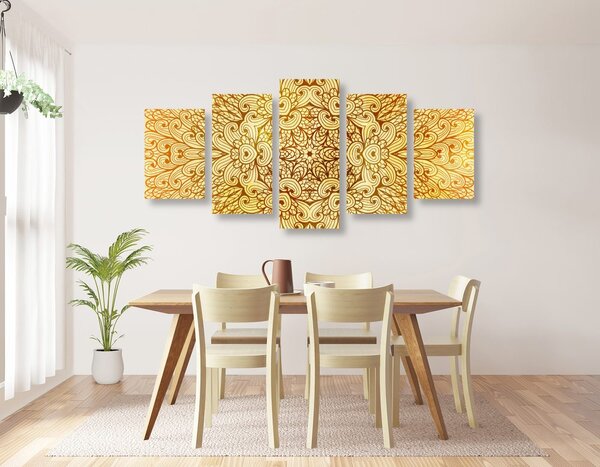 5-dijelna slika zlatna etnička Mandala