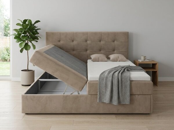 Tapecirani krevet boxspring DIRELIS TRINITY 140x200 cm bež. Madrac: Bonell opružni madrac