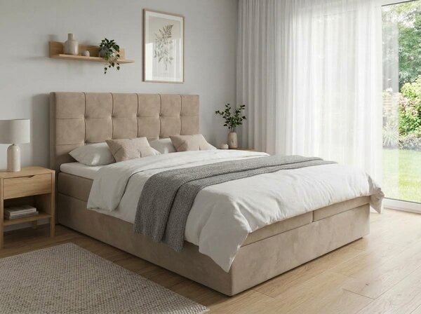 Tapecirani krevet boxspring DIRELIS TRINITY 140x200 cm bež. Madrac: Bonell opružni madrac