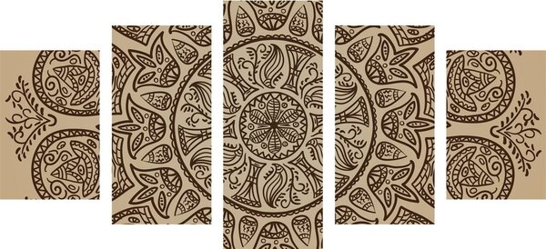 5-dijelna slika Mandala s apstraktnim prirodnim uzorkom