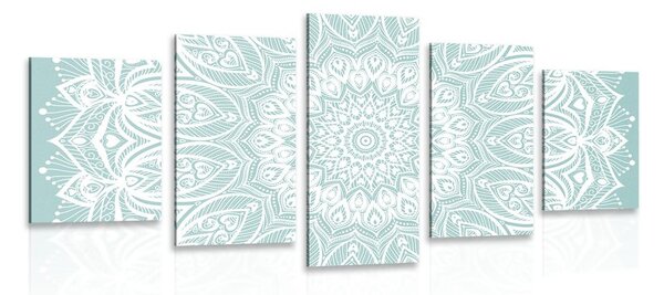 5-dijelna slika Mandala harmonije na plavoj pozadini