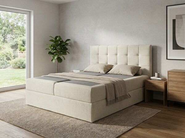 Tapecirani krevet boxspring DIRELIS VIBE 140x200 cm krem boje Madrac: Bonell opružni madrac