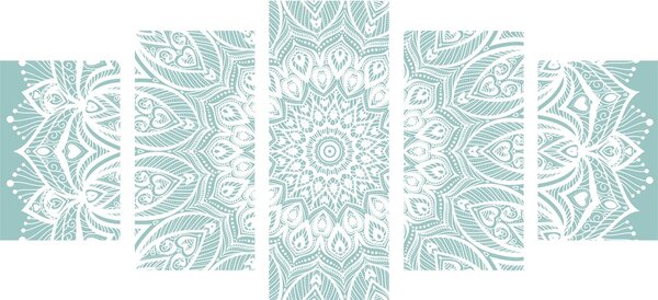 5-dijelna slika Mandala harmonije na plavoj pozadini