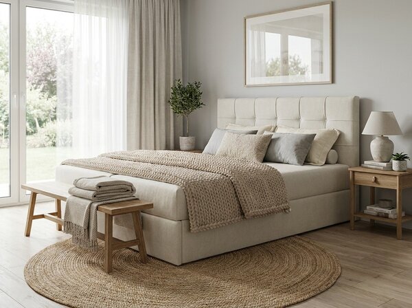 Tapecirani krevet boxspring DIRELIS VIBE 140x200 cm krem boje Madrac: Bonell opružni madrac