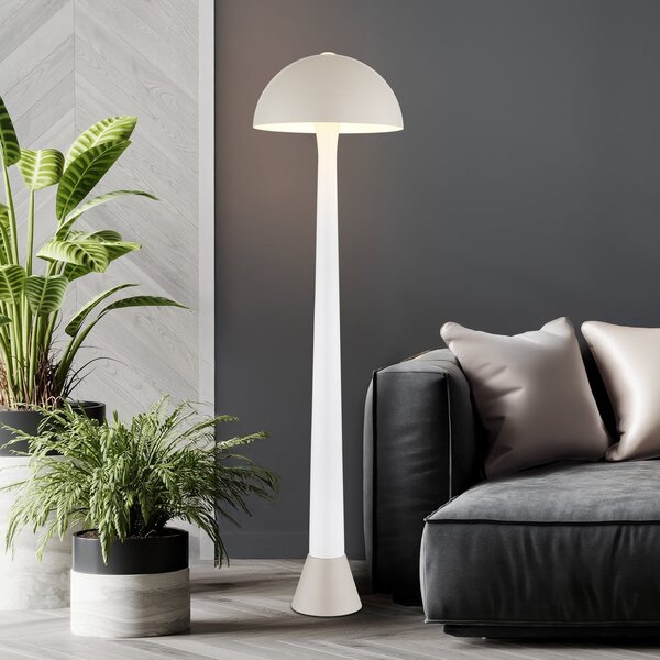 Globo Podna lampa Merlin, pijesak/bijela, metal, visina 150 cm, E27, Bež, Dnevni boravak/blagovaonica, Metal