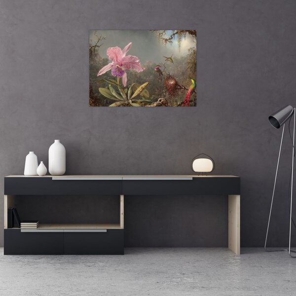 Slika - Martin Johnson Heade, Cattleya Orchid and Three Hummingbirds, reprodukcije (70x50 cm)