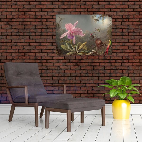 Slika - Martin Johnson Heade, Cattleya Orchid and Three Hummingbirds, reprodukcije (70x50 cm)