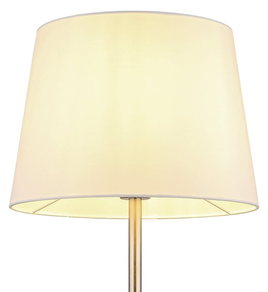Globo Podna lampa Joris, nikl/bijela, tkanina, visina 151 cm, E27, Bijela, Dnevni boravak/blagovaonica, Tkanina / tekstil