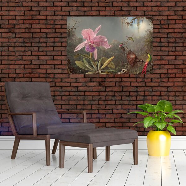 Slika - Martin Johnson Heade, Cattleya Orchid and Three Hummingbirds, reprodukcije (90x60 cm)