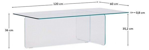 Stakleni stolić za kavu 60x120 cm Zaren – Kave Home
