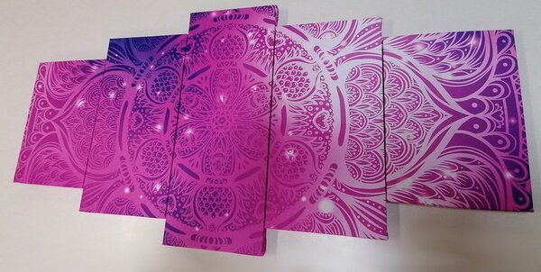 5-dijelna slika indijska Mandala s galaktičkom pozadinom