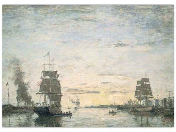Staklena slika - Eugène Boudin, Entrance to the Harbor, Le Havre, reprodukcije (70x50 cm)