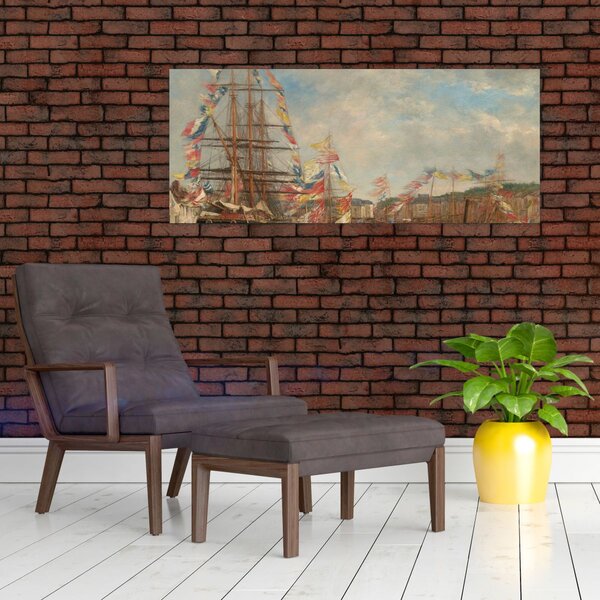 Slika - Eugène Boudin, Festival in the Harbor of Honfleur, reprodukcije (120x50 cm)