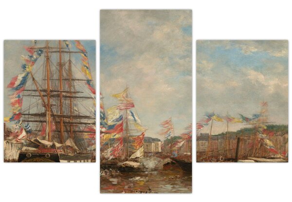Slika - Eugène Boudin, Festival in the Harbor of Honfleur, reprodukcije (90x60 cm)