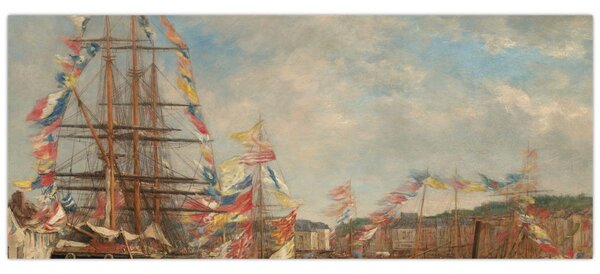 Slika - Eugène Boudin, Festival in the Harbor of Honfleur, reprodukcije (120x50 cm)