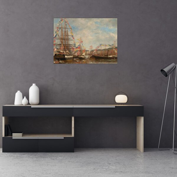 Slika - Eugène Boudin, Festival in the Harbor of Honfleur, reprodukcije (70x50 cm)