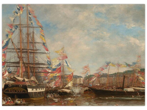 Slika - Eugène Boudin, Festival in the Harbor of Honfleur, reprodukcije (70x50 cm)