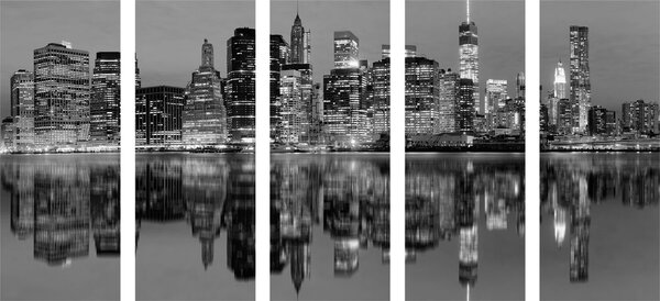 5-dijelna slika grad Manhattana u crno-bijelom dizajnu
