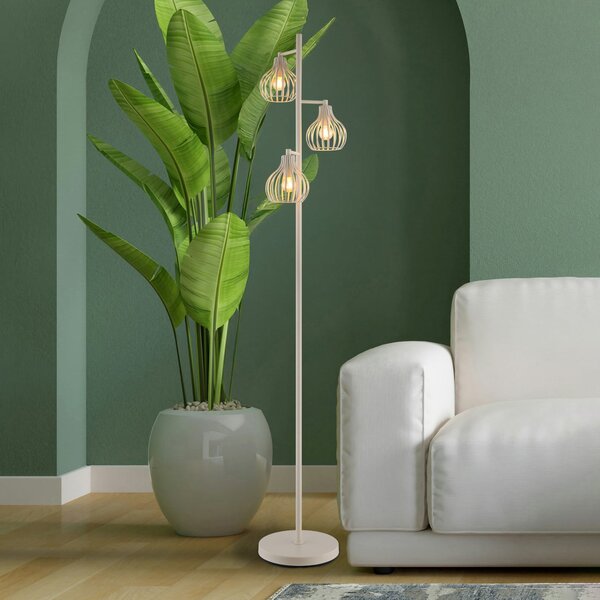 Globo Podna lampa Mateo, krem, metal, 161 cm, 3 svjetla, E27, Bež, Dnevni boravak/blagovaonica, Metal