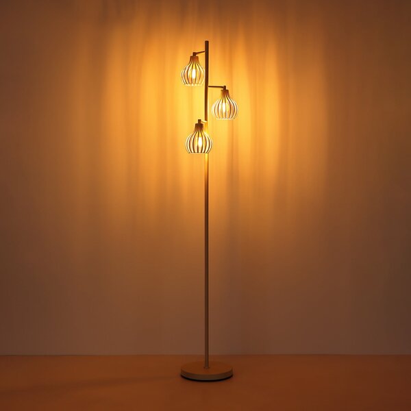 Globo Podna lampa Mateo, krem, metal, 161 cm, 3 svjetla, E27, Bež, Dnevni boravak/blagovaonica, Metal