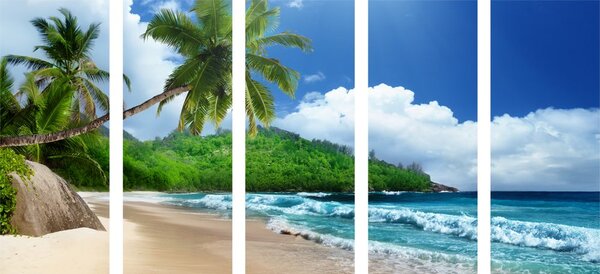5-dijelna slika prekrasna plaža na otoku Šejšeli
