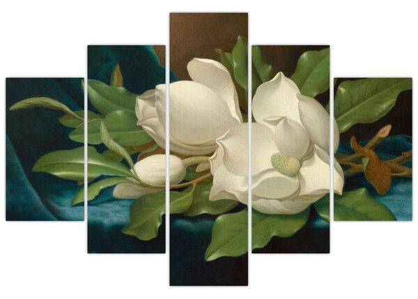 Slika - Martin Johnson Heade, Giant Magnolias on a Blue Velvet Cloth, reprodukcije (150x105 cm)