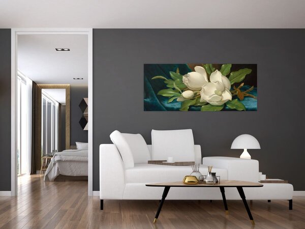 Slika - Martin Johnson Heade, Giant Magnolias on a Blue Velvet Cloth, reprodukcije (120x50 cm)