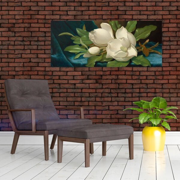 Slika - Martin Johnson Heade, Giant Magnolias on a Blue Velvet Cloth, reprodukcije (120x50 cm)