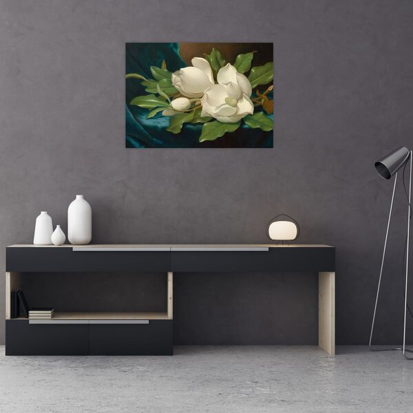 Slika - Martin Johnson Heade, Giant Magnolias on a Blue Velvet Cloth, reprodukcije (70x50 cm)