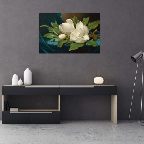 Slika - Martin Johnson Heade, Giant Magnolias on a Blue Velvet Cloth, reprodukcije (90x60 cm)