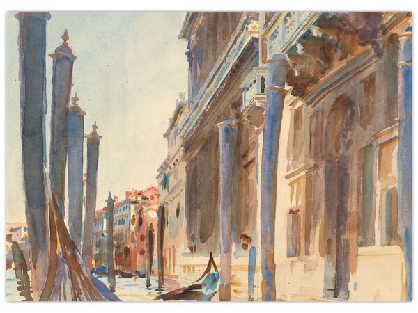 Slika - John Singer Sargent, Gondola Moorings on the Grand Canal, reprodukcije (70x50 cm)