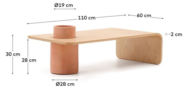 Okrugao stolić za kavu u dekoru hrasta u prirodnoj boji 60x110 cm Olaria – Kave Home