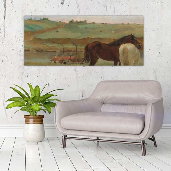 Slika - Edgar Degas, Horses in a Meadow, reprodukcije (120x50 cm)