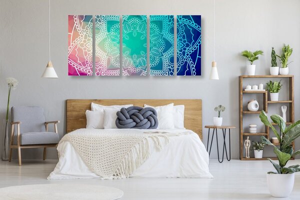 5-dijelna slika pastelna Mandala